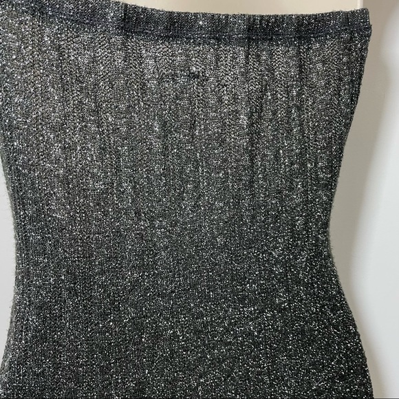 Free people knit tube top dress black metallic silver fit and flare mini size M - Picture 4 of 9